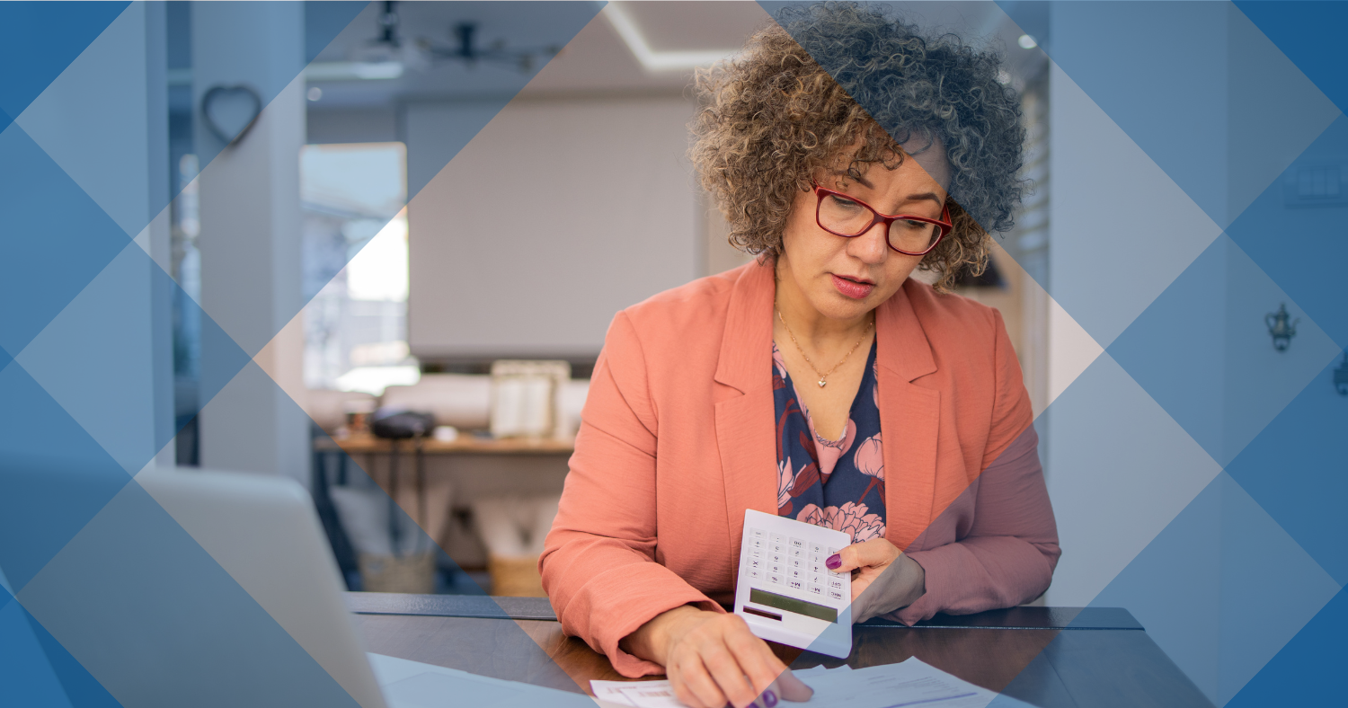 Woman filing her taxes.